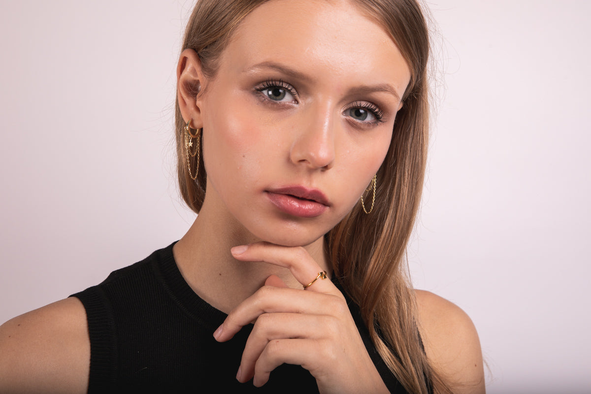 Aros con doble cadena y estrella