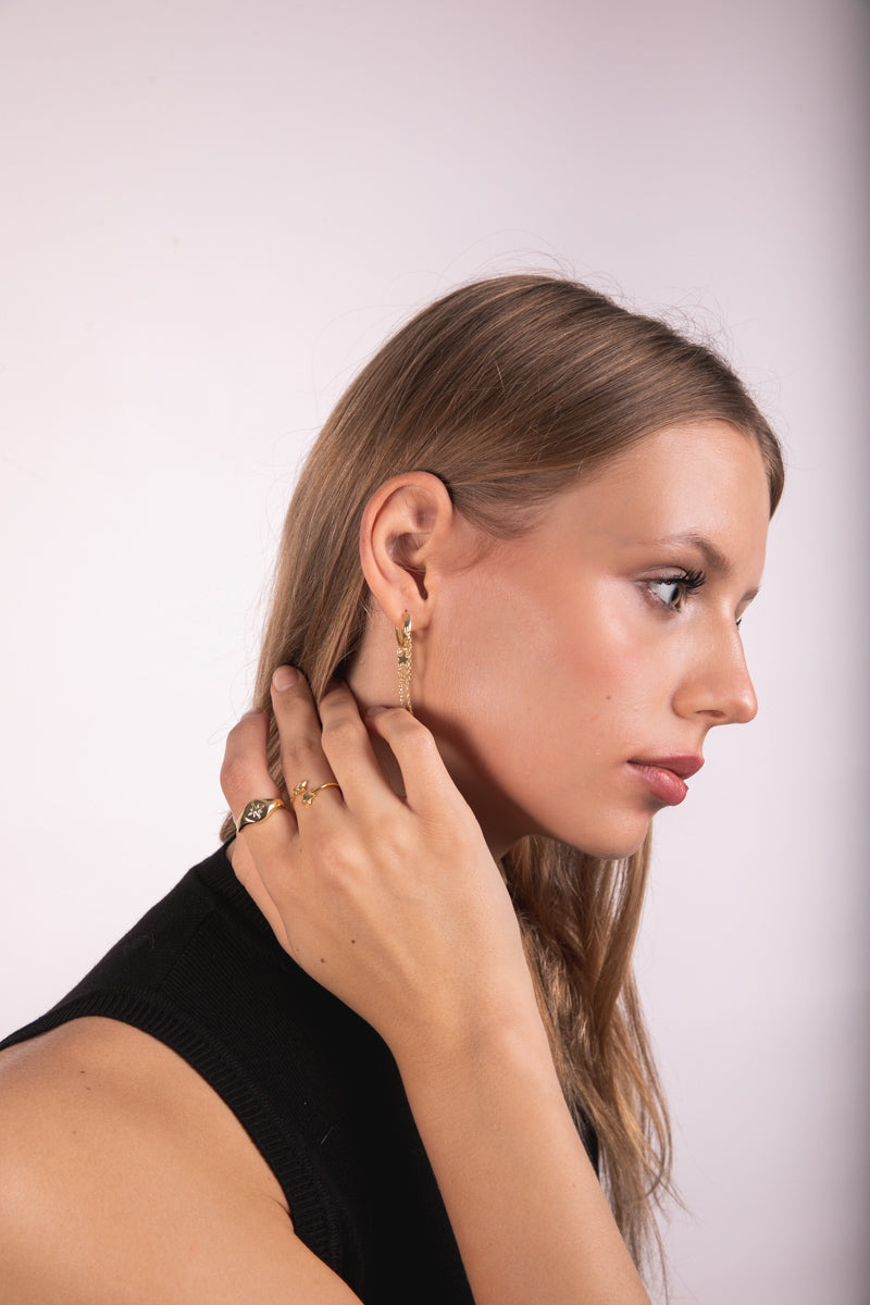 Aros goldie con doble cadena y estrella