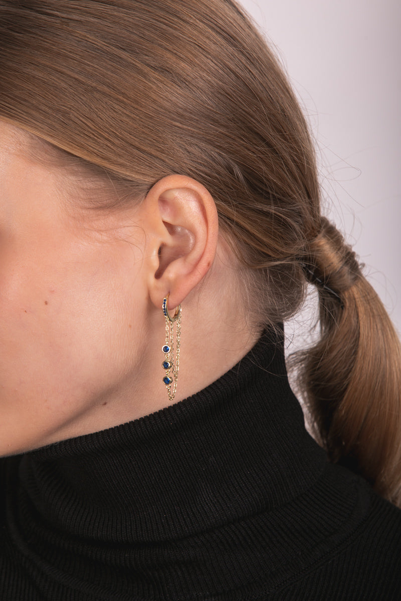 Aros con doble cadena y circos azules