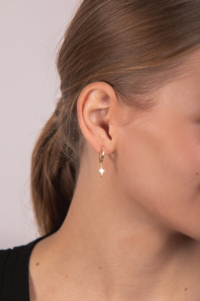Goldie hoops with elongated star