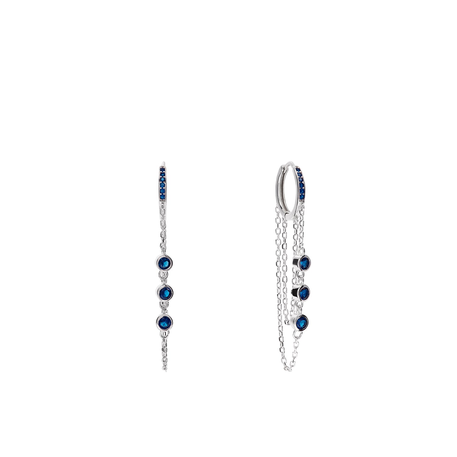 Aros con doble cadena y circos azules