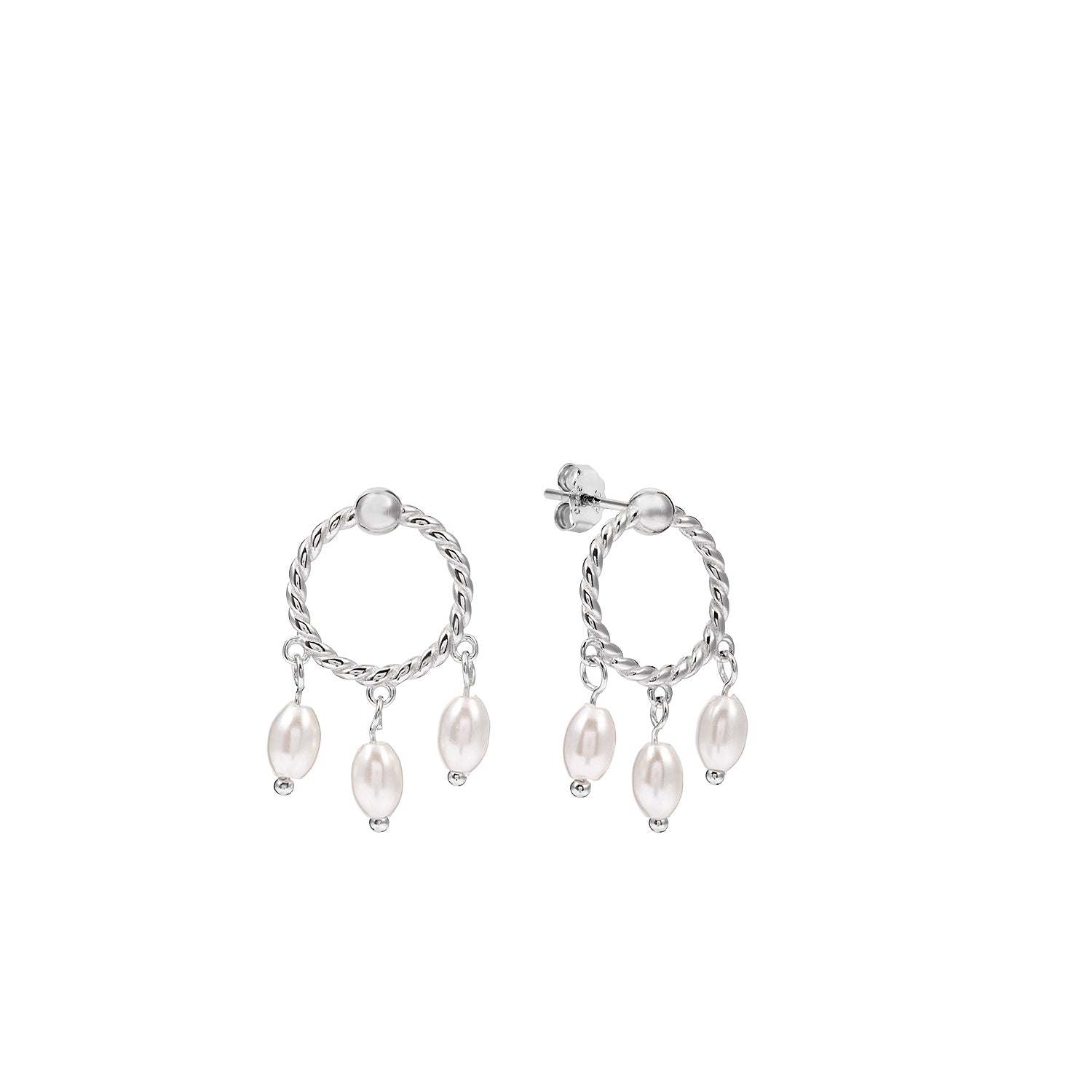 Brincos Mara com 3 pérolas ovais