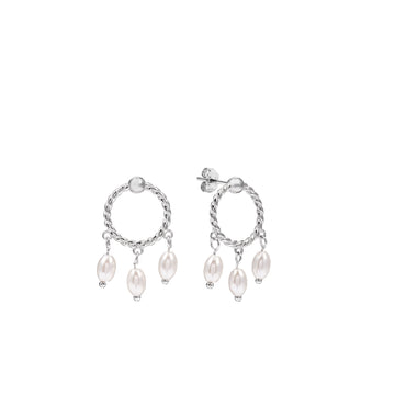 Brincos Mara com 3 pérolas ovais